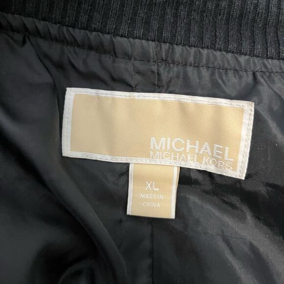 MICHAEL Michael Kors Light Jacket Quilted Sleeves Gold Zip Bomber XL Preppy Luxe - Picture 5 of 5